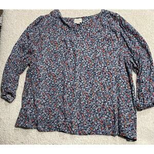 St. John's Bay Women's Size 2x Boat Neck Floral Pullover Top Multicolor